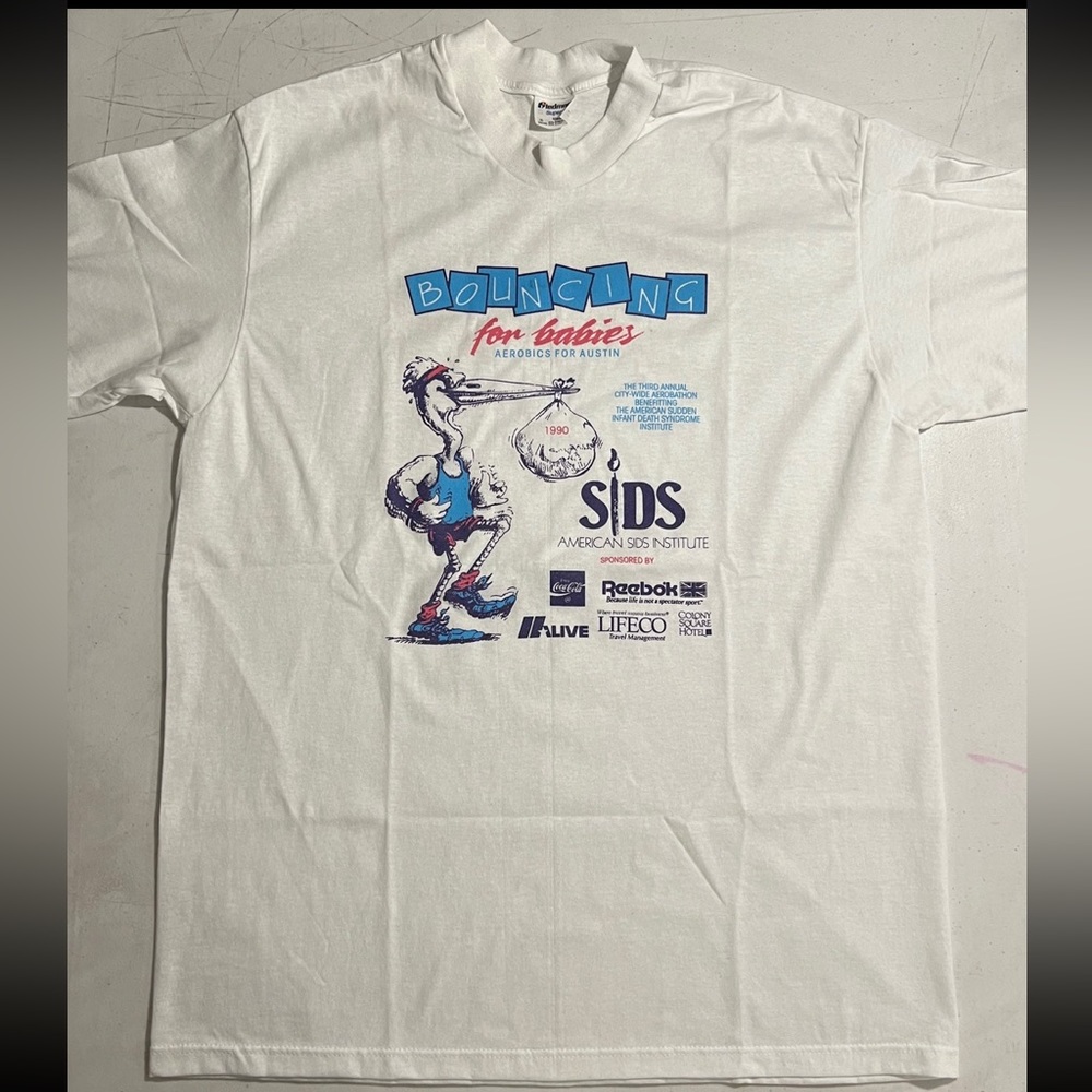 VTG 1990 Bouncing For Babies Aerobics For Austin Single Stitch T-Shirt Size XL